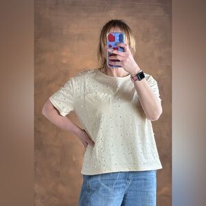 White Birch Cream Studded Short Sleeve Tee